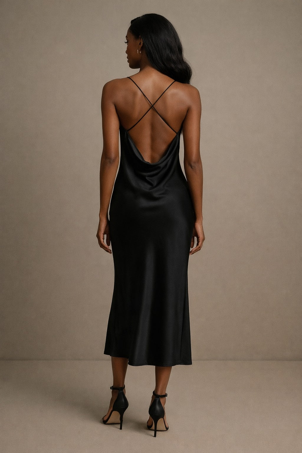 Brandy Womens Silk Dress with Drape Back