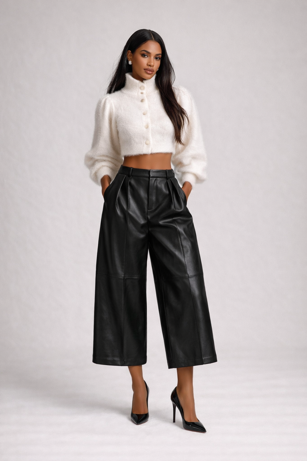 CHRISTY CROP LONG SLEEVE SWEATER