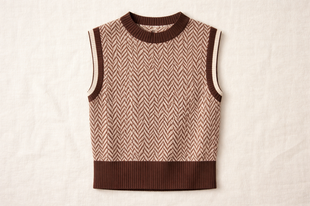 NAIA HERRINGBONE SLEEVLESS SWEATER