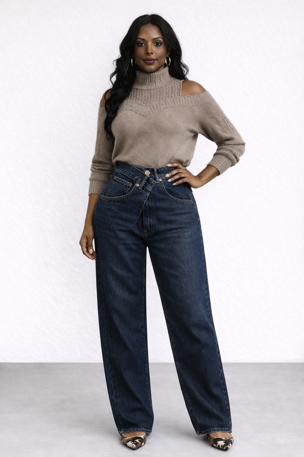 ZAHARA BOYFRIEND  CROSSOVER WAISTBAND DENIM